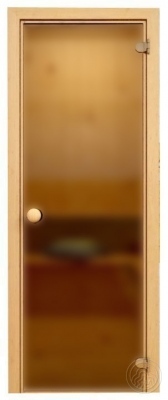Дверь стеклянная Сатин 1900x700, коробка из сосны, ручка круглая
