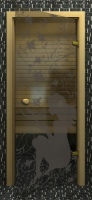 Дверь стеклянная для бани и сауны Suovi Арт-Стандарт 1900х700 Девушка с бабочками серая