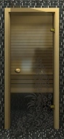 Дверь стеклянная для бани и сауны Suovi Арт-Стандарт 1900х700 Хохлома серая
